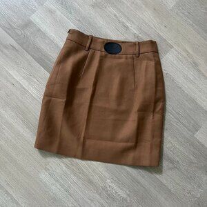 Well Done Mini Pencil Skirt Size M Brown Side Zipper Lined Wool Blend